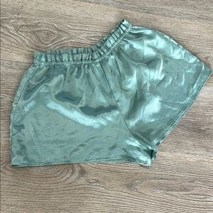 Rare! Vintage 90s Victoria's Secret Gold Label Satin Shorts Sage Green Sz. Small